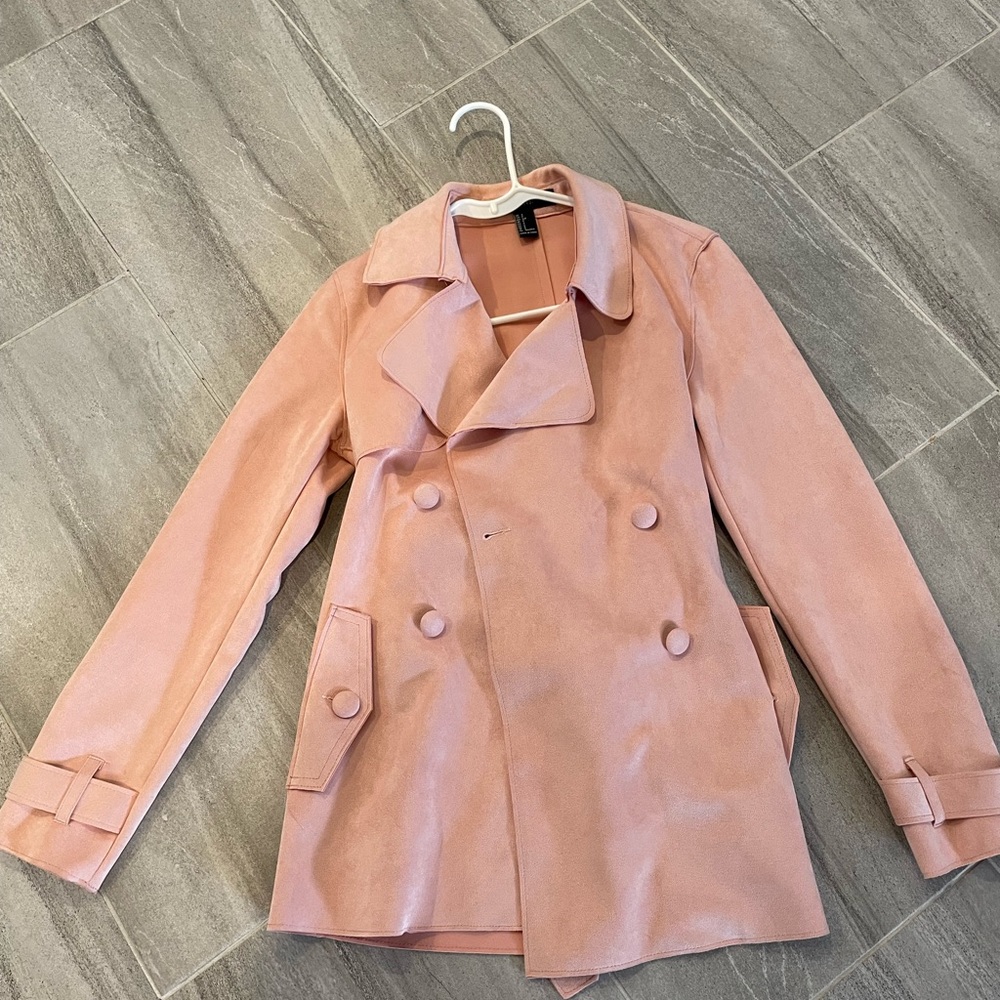 Pink suede trench coat from Forever 21